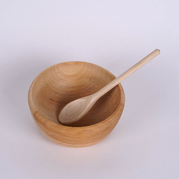 Small Wooden Bowl with Spoon